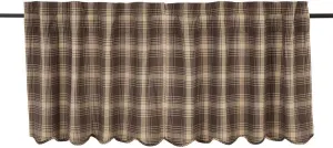 VHC Brands Rustic & Lodge Kitchen Window Curtains-Dawson Star Brown Scalloped Tier Pair, 24x36