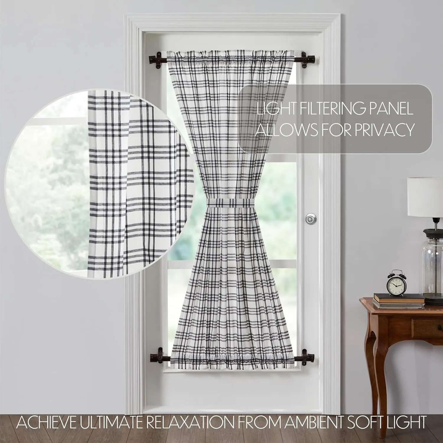 VHC Brands, Sawyer Mill Black Plaid Door Panel 72x40