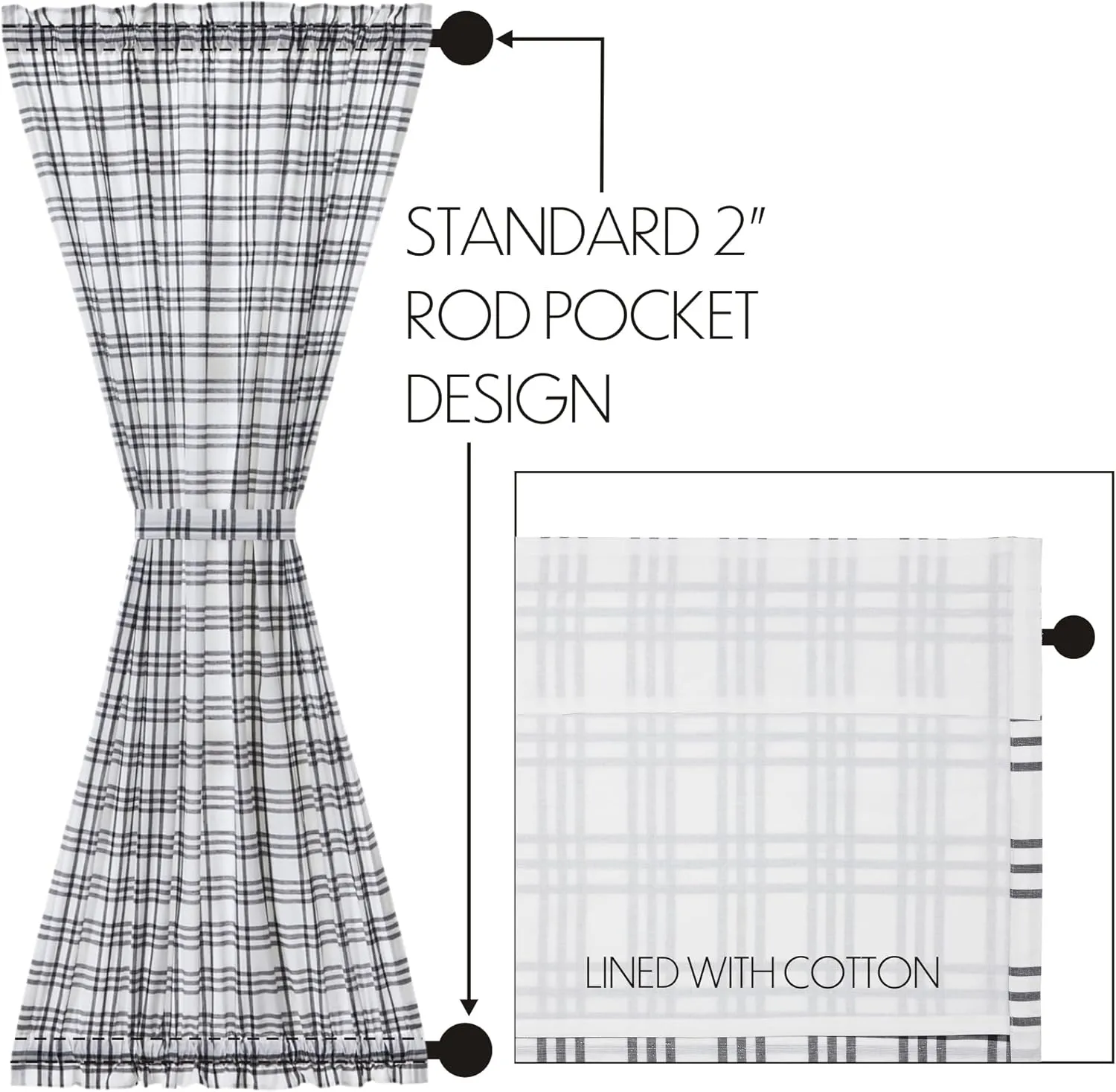 VHC Brands, Sawyer Mill Black Plaid Door Panel 72x40