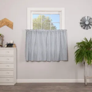 VHC Brands Sawyer Mill Blue Window Tier Set Country Kitchen Curtains Farmhouse Cafe Style Striped Pattern 36x36