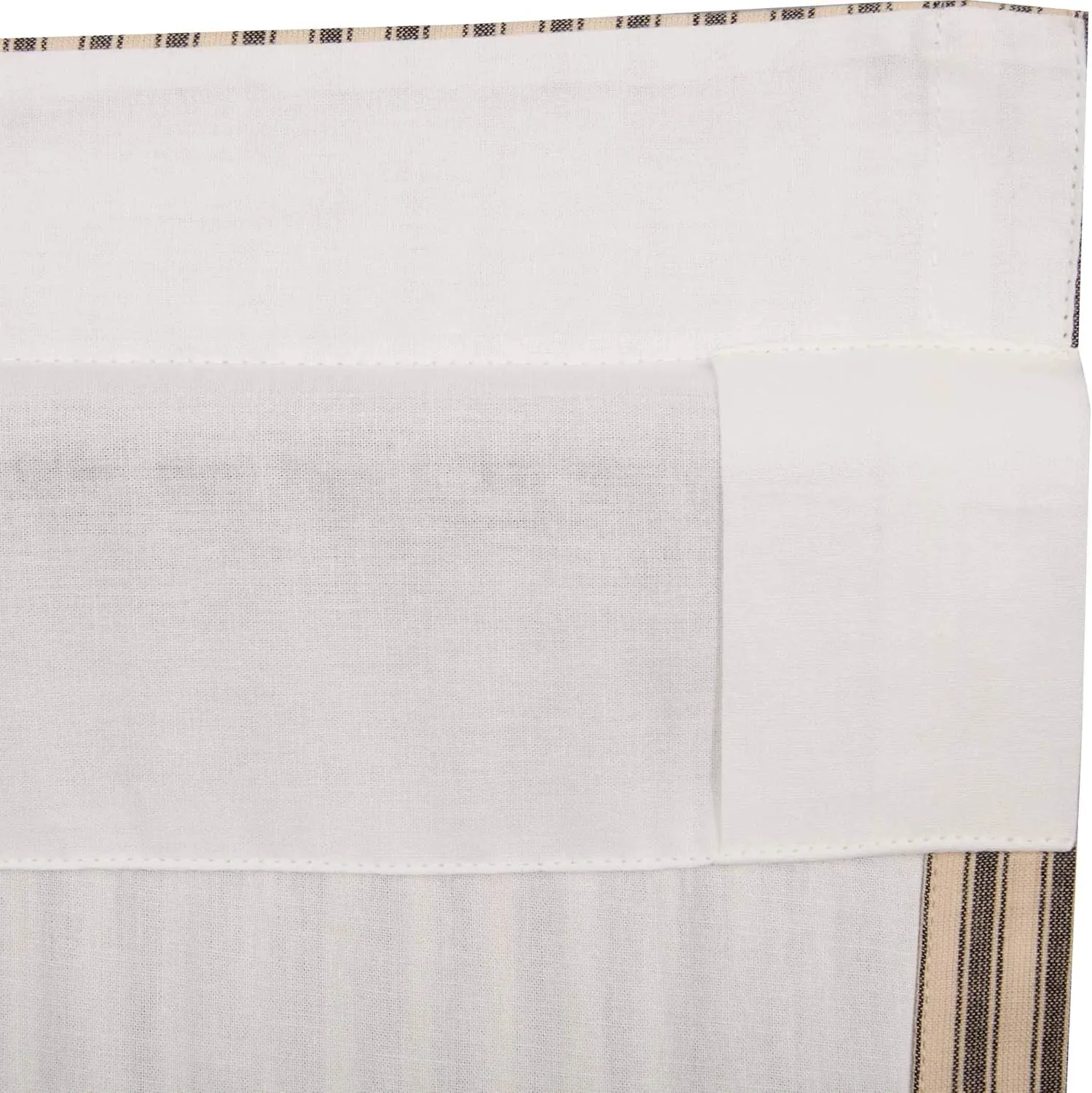 VHC Brands Sawyer Mill Charcoal Kitchen Curtain Set Lined Tiers Farmhouse Country Striped Cotton 36 Inch Long