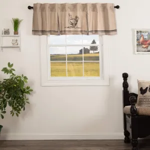 VHC Brands Sawyer Mill Charcoal Valance Curtain Farmhouse Country Chicken Cotton Gray and Tan for Kitchen Window 20x72