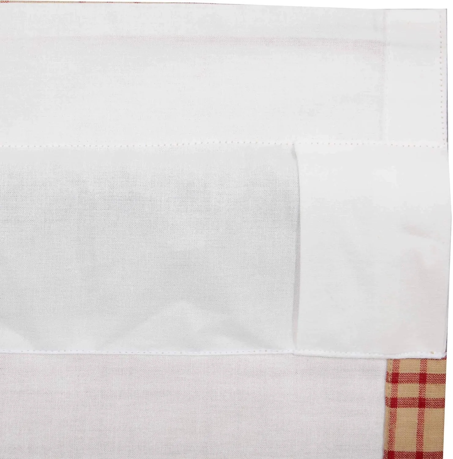 VHC Brands Sawyer Mill Plaid Cotton Farmhouse Bedroom Curtains Rod Pocket Drawstring Ties Prairie Panel Pair 84 Inches Long, Red