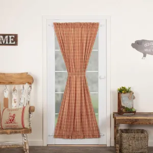 VHC Brands Sawyer Mill Plaid Cotton Farmhouse Curtains Rod Pocket Tie Back(s) 72 Inches Length Door Panel, Red
