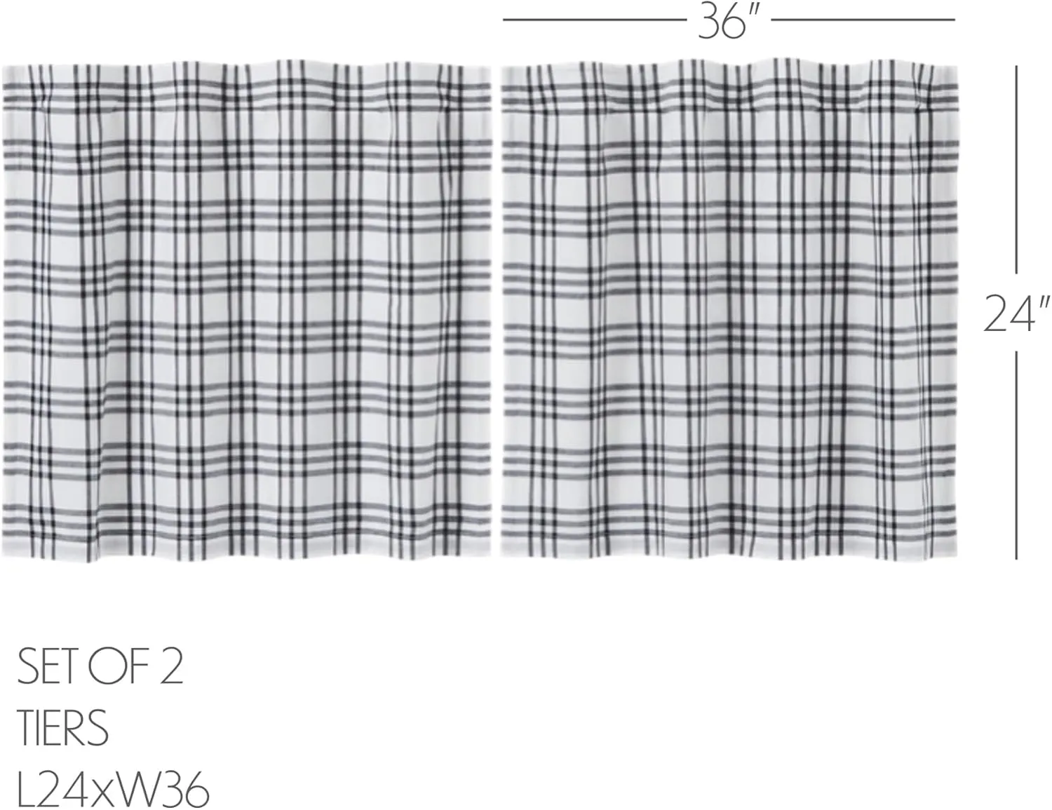 VHC Brands, Sawyer Mill Plaid Tier, Black, 24x36, Set of 2