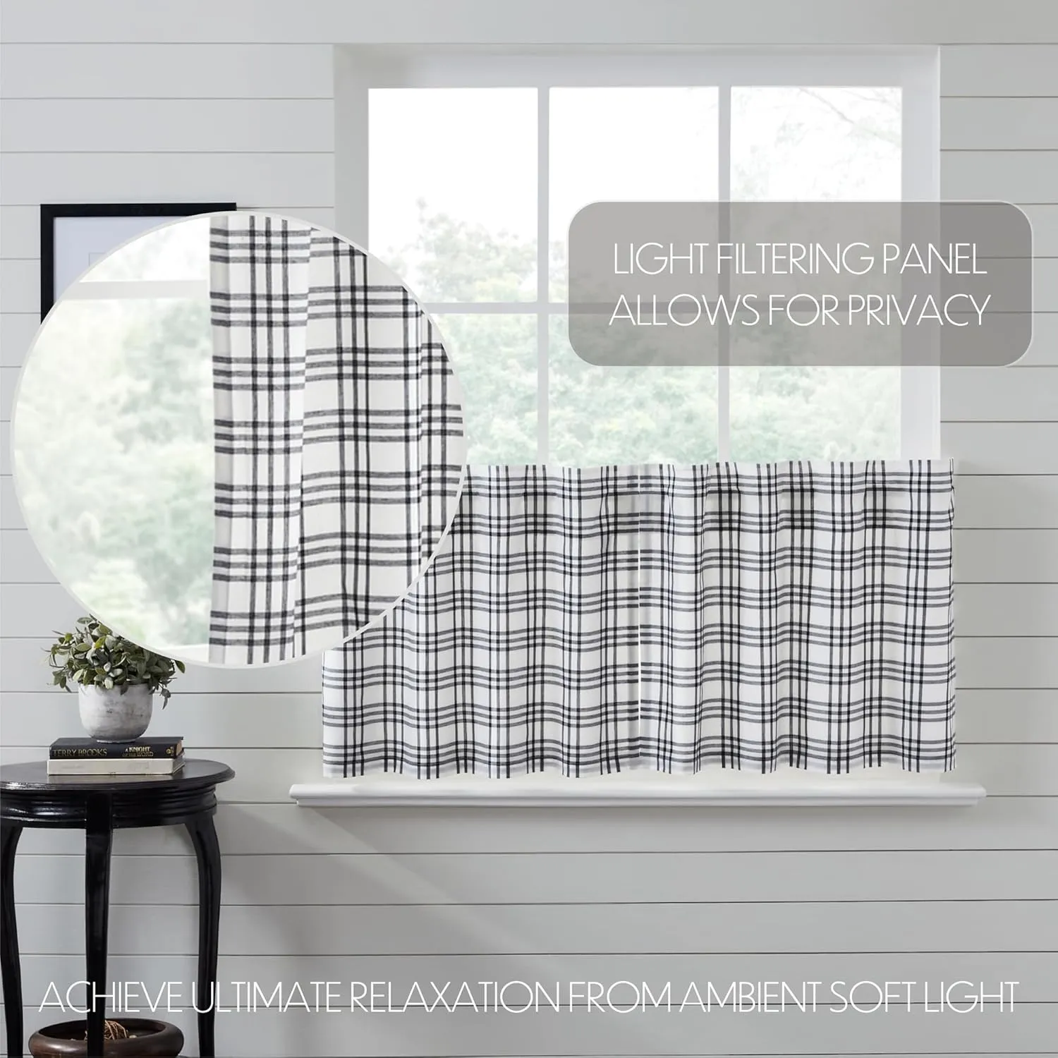 VHC Brands, Sawyer Mill Plaid Tier, Black, 24x36, Set of 2