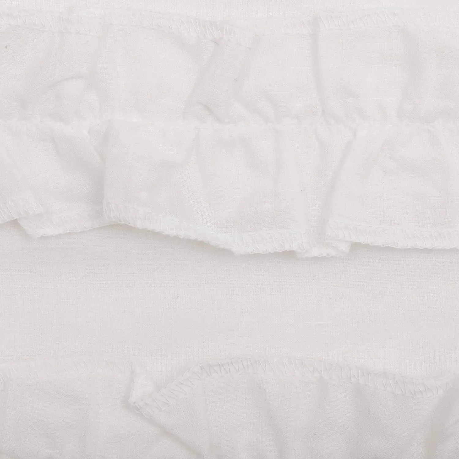 VHC Brands Soft White Ruffled Farmhouse Sheer Petticoat Tier Set of 2 24x36