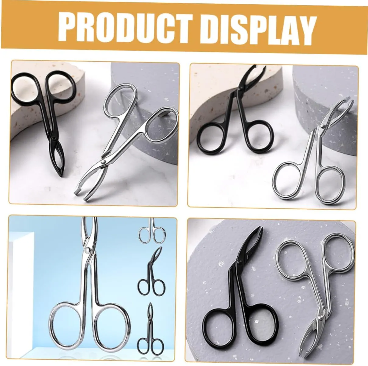 VICASKY 20pcs Stainless Steel Eyebrow Tweezers Precision Curved Straight Tip Scissors for Shaping Trimming Plucking Facial Hair Lightweight Grooming Tools for Men Women