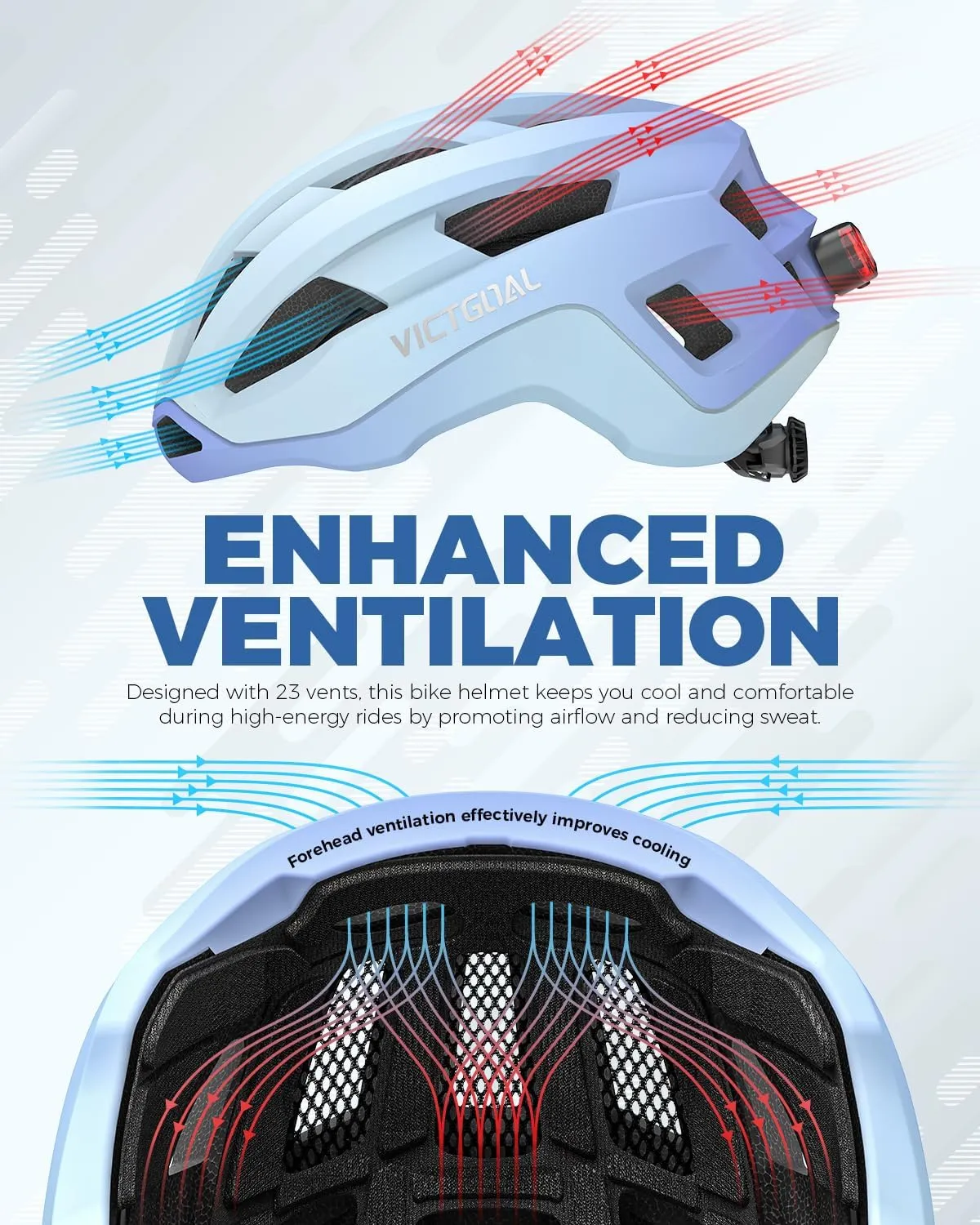 VICTGOAL Road Bike Helmet Adult Men Women with Detachable Magnetic Rear Light, Bicycle Helmet Adjustable Breathable Road Cycling Helmet for Road Mountain Riding