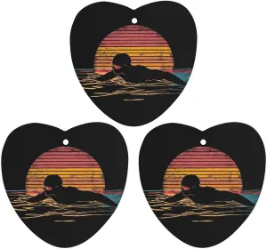 Vintage Swim Swimmer Swimming 80s Car Air Freshener Hanging 3 Pcs Car Aromatherapy Tablets Pattern Print Car Decorations Love Form