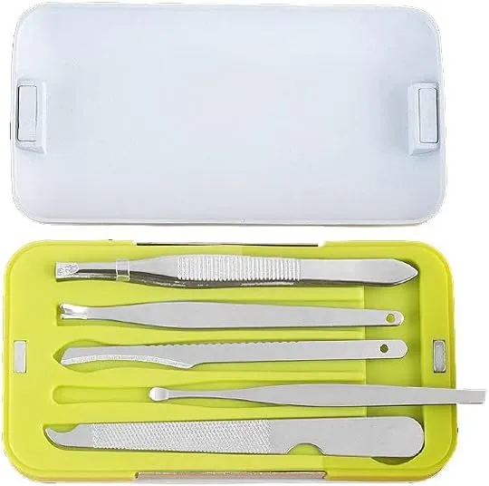 VIORED Nail Clippers Kit Ladies Personal Care Mini Portable Built in Nail File Style Nail Clipper Green 9 Pieces Pack Nail Scissors Set