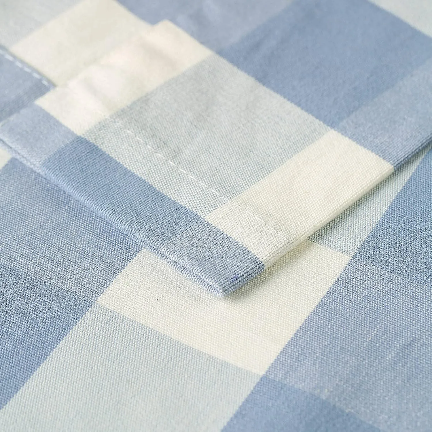 VOGOL Tie Up Shades for Kitchen, Light Blue and White Buffalo Check Decor Tie-Up Curtains, Adjustable Rod Pocket Curtain 63 Inch Long Gingham Balloon Valances for Farmhouse Small Cafe, 1 Piece
