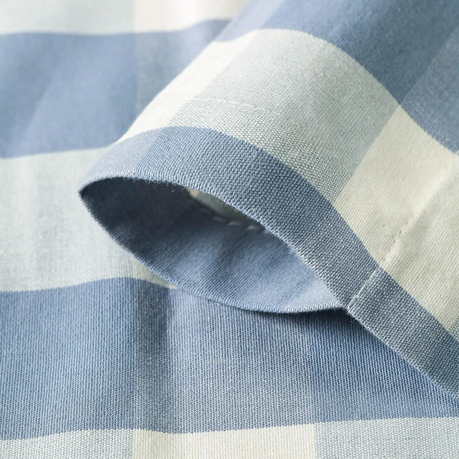 VOGOL Tie Up Shades for Kitchen, Light Blue and White Buffalo Check Decor Tie-Up Curtains, Adjustable Rod Pocket Curtain 63 Inch Long Gingham Balloon Valances for Farmhouse Small Cafe, 1 Piece