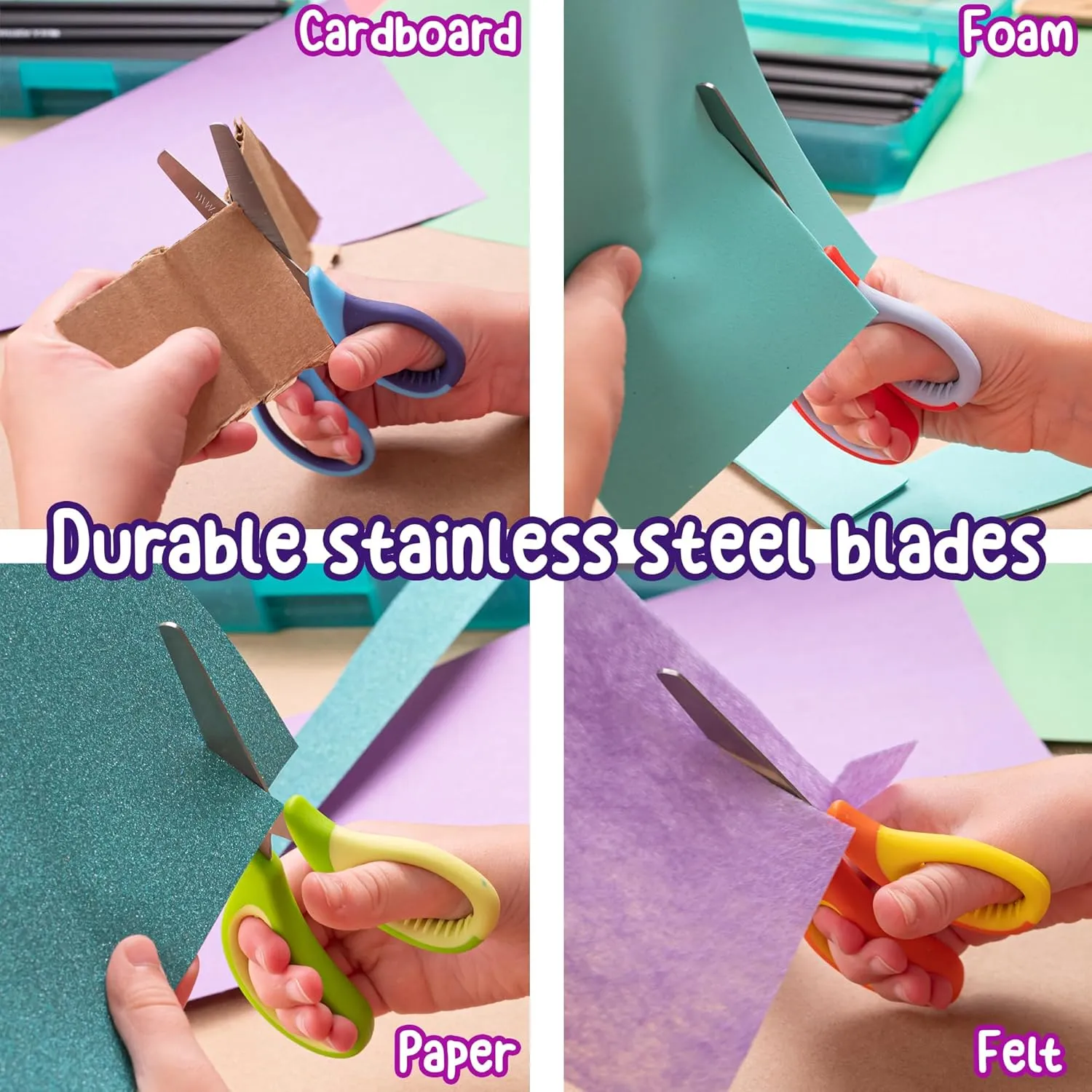 WA Portman 24 Pk Blunt Scissors for Kids - 5-Inch Blunt Tip Kids Scissors Bulk Classroom - No-slip Handle Grip & Durable Stainless Steel Blades - Children's Safety Shears Ideal for School and Home Use