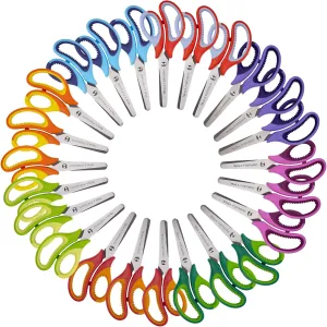 WA Portman 24 Pk Blunt Scissors for Kids - 5-Inch Blunt Tip Kids Scissors Bulk Classroom - No-slip Handle Grip & Durable Stainless Steel Blades - Children's Safety Shears Ideal for School and Home Use