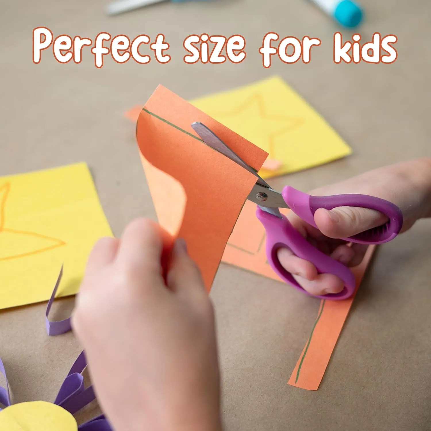 WA Portman 24 Pk Blunt Scissors for Kids - 5-Inch Blunt Tip Kids Scissors Bulk Classroom - No-slip Handle Grip & Durable Stainless Steel Blades - Children's Safety Shears Ideal for School and Home Use