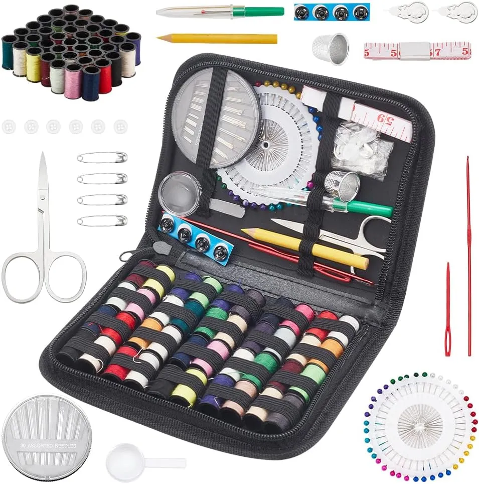 WADORN 105pcs Sewing Kit with Case, Portable Sewing Kit for Adults and Beginners DIY Sewing Supplies and Accessories Home Hand Sewing Repair Kit with Thread, Needles, Scissors, Thimble, Tape Measure