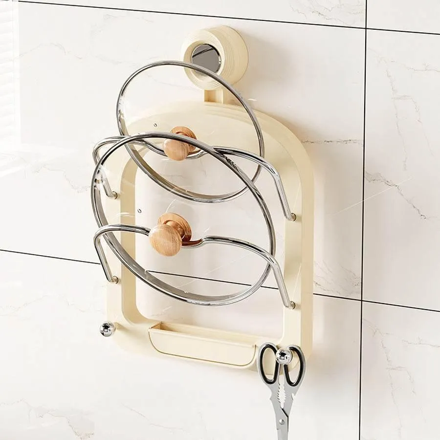 Wall-Mounted Lid Organizer - Kitchen Storage for Pots and Pans