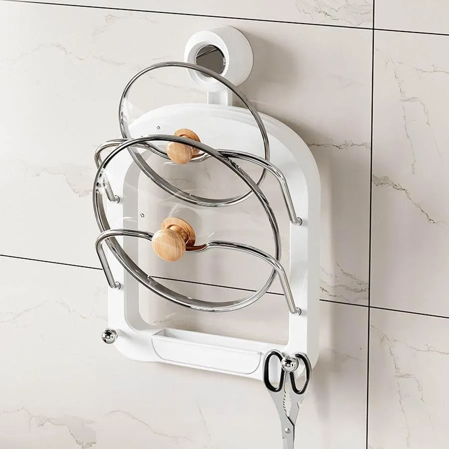 Wall-Mounted Lid Organizer - Kitchen Storage for Pots and Pans