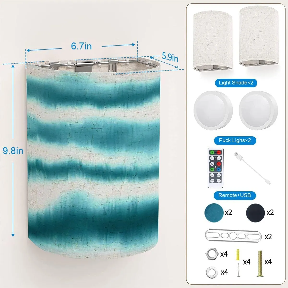 Wall Sconces Set of Two Battery Operated Soft light texture background Seamless liquid flow watercolor stripe Wireless Plug in Wall Lights Fixtures Remote Dimmable for Bedroom Living Room Hallway