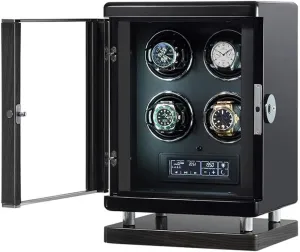 Watch Automatic Watch Winder Case with Light Quiet Motor LED Illuminated LCD Touchscreen Display Fingerprint Watch Winding Box