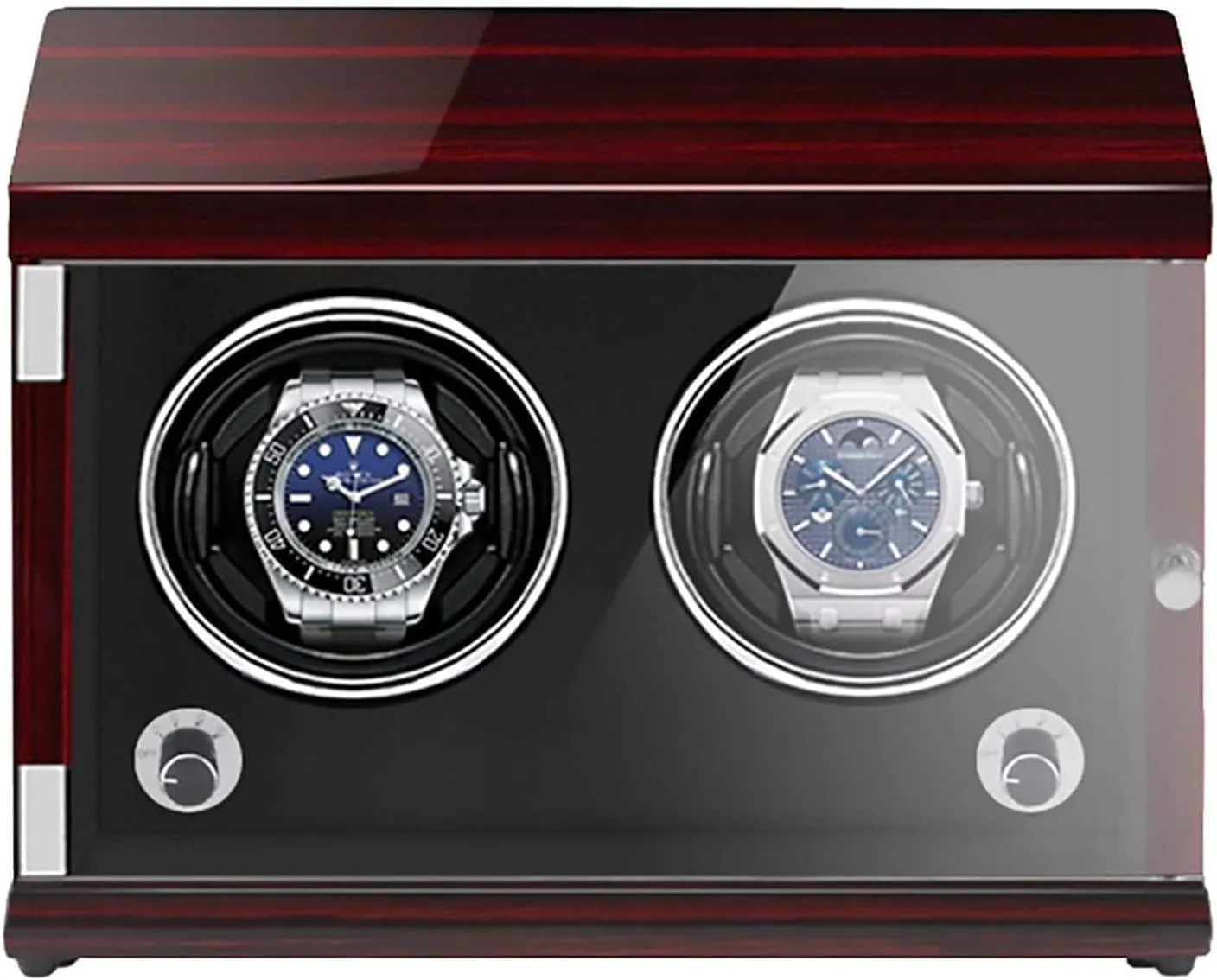 Watch Box Watch Winders-Recharable Two-Position Watch Shaker Mechanical Watch Winder Automatic Watch Winding Box with Light-Setive Led Light Watch Case