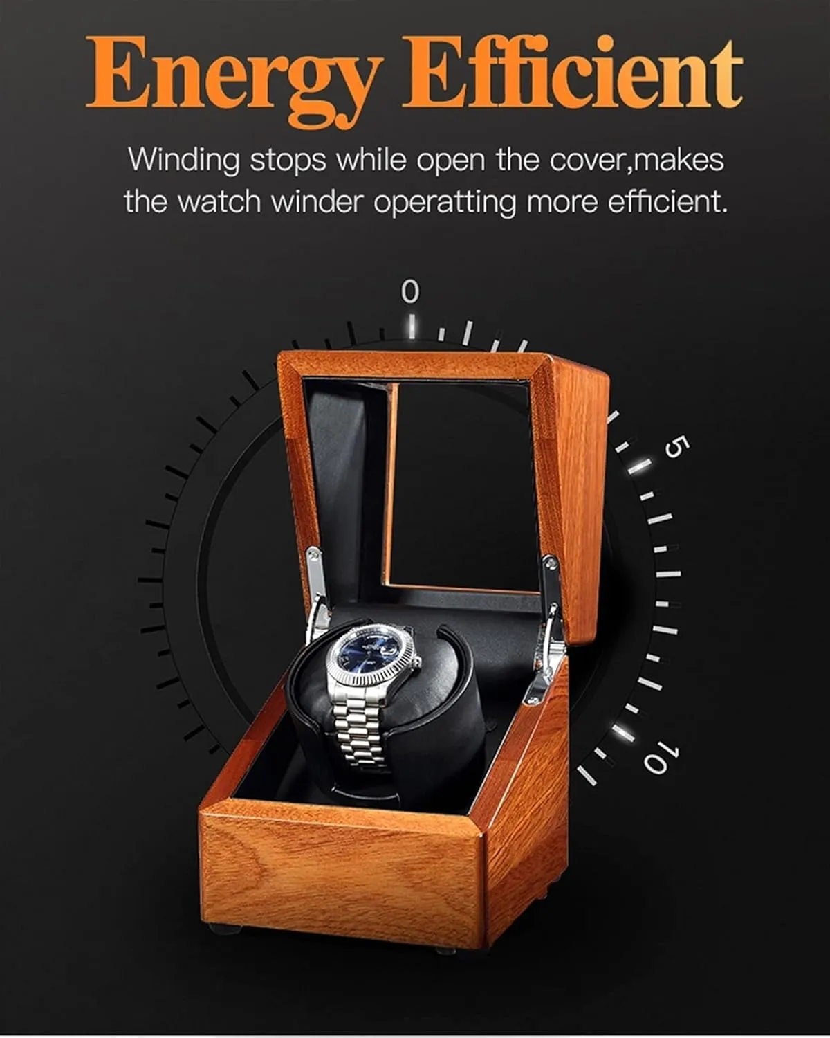 Watch Display Box Automatic Single Watch Winder Wood Shell Piano Paint Exterior and Extremely Silent Motor Soft Flexible Watch Pillow for Men' s and Lady' s Automatic Watches (Brown 1 0)
