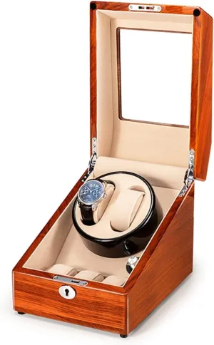 Watch Display Box Automatic Watch Winder 2 0/2 3/4 6 Storage Display Case Box Natural, Solid Wood Shell,Qiuet Mabuchi Motors and Flexible Watch Pillow