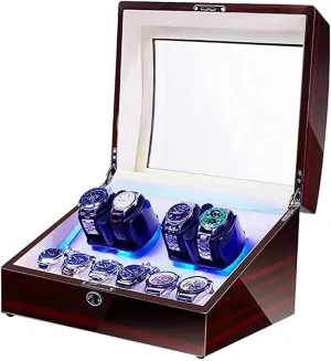 Watch Watch Winder Case Led 4 6 With Soft Flexible Watch Pillows Blue Led Light With Quiet Motor And 5 Rotation Modes