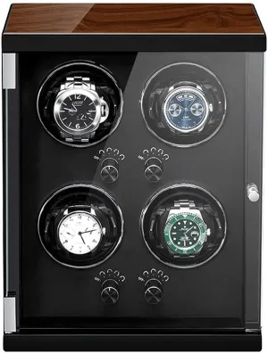 Watch Winder, 4 Slot, Automatic Watch Shaker, Wood Metal Case, Gyroscope Holder, Quiet Motor Watch Winder Display Watch Box Case Watch Storage (White 3rd generation)