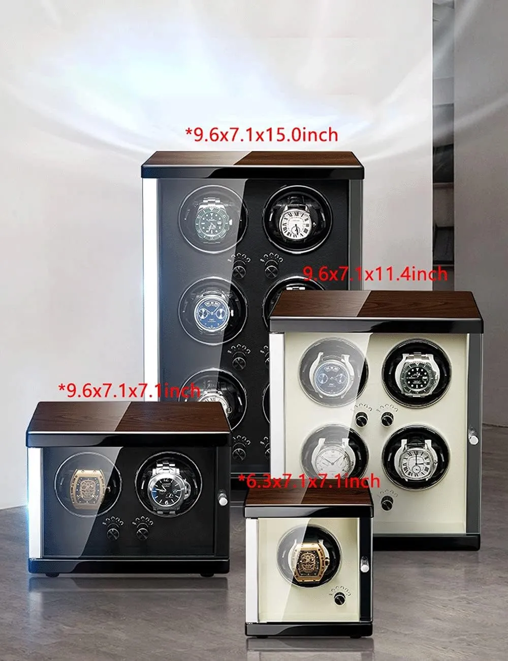 Watch Winder, 4 Slot, Automatic Watch Shaker, Wood Metal Case, Gyroscope Holder, Quiet Motor Watch Winder Display Watch Box Case Watch Storage (White 3rd generation)