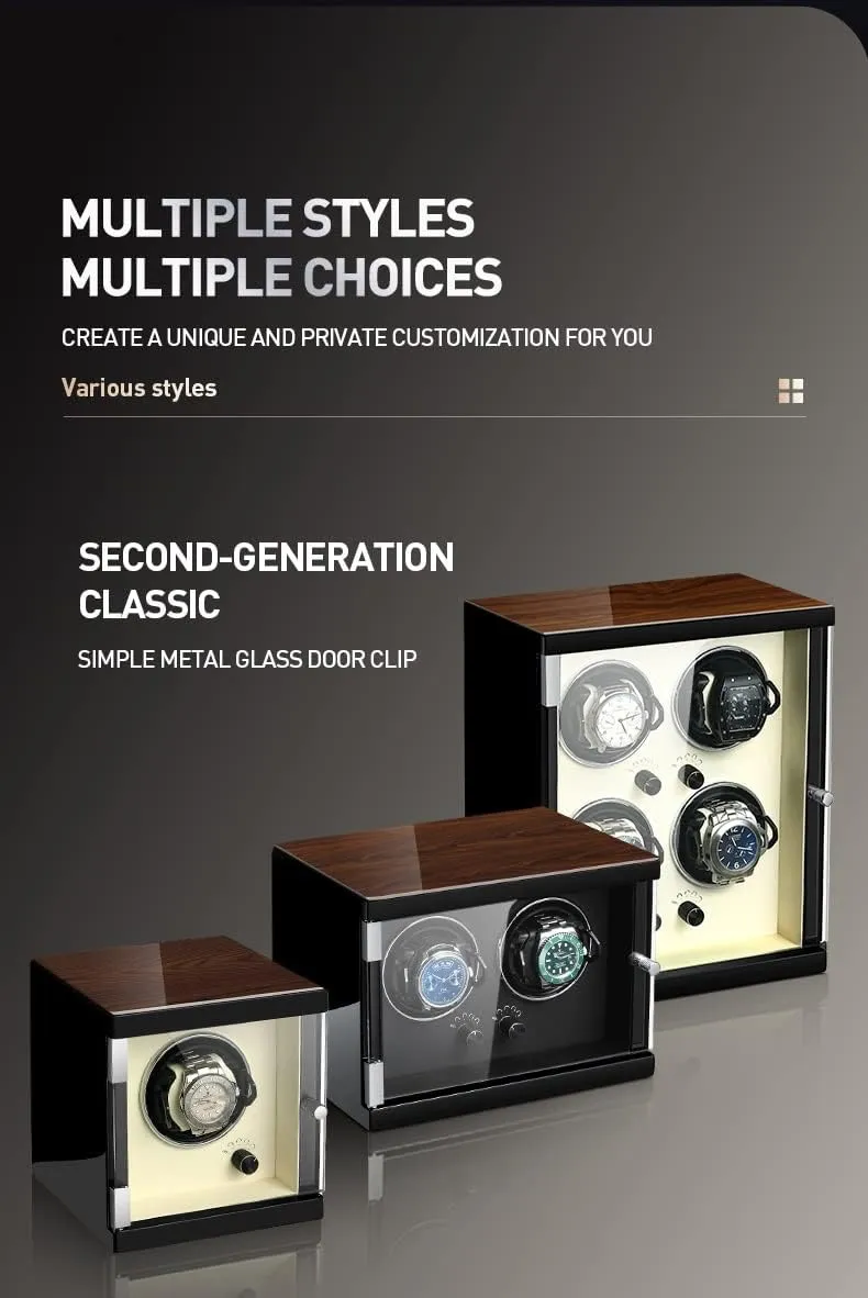 Watch Winder Automatic Watches With Quiet Motor LED Lights Luxury Mechanical Watch Storage Case Wood Shell Piano Watch Rotator Box (Black 1 0)