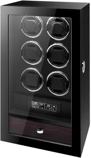Watch Winder Box for Automatic Watches with LED Backlight and LCD Touch Display, 5 Roating Mode and Fingerprint Un