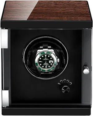 Watch Winder For 1 2 4 Automatic Watches With Quiet Japanese Mabuchi Motor LED Lights Luxury Mechanical Watch Storage Case Wood Shell Piano Watch Rotator Box (Color : Black, Size : 1 0)