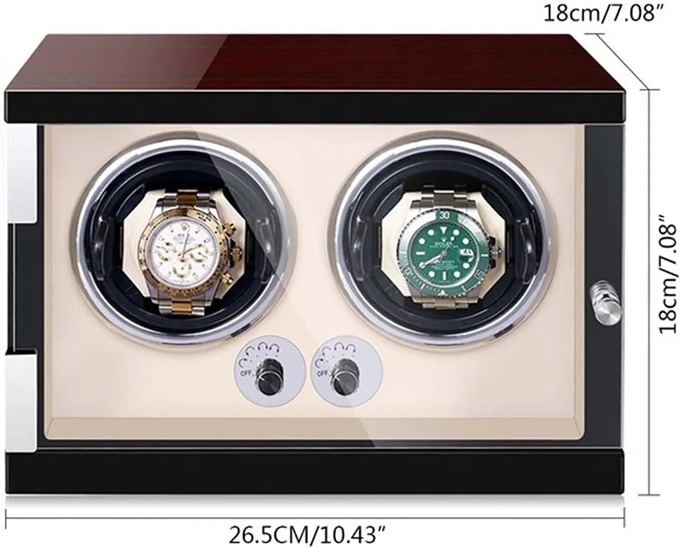 Watch Winder for Men's and Women's Automatic Watch with LED Lights Quiet Motor Watch Winder Box Watches Open and Shut Down Featured (Beige Pu 2 0)