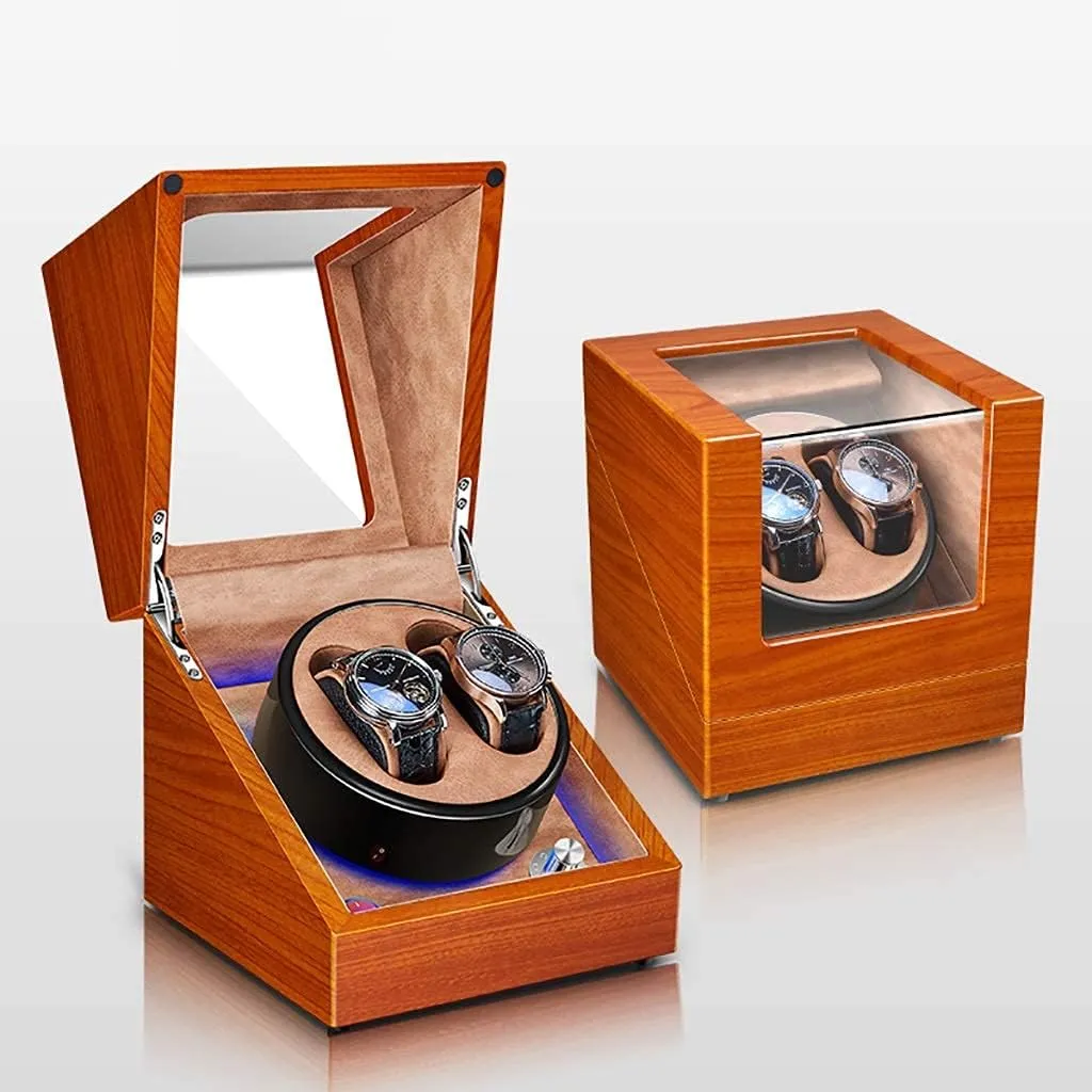 Watch Winder for Watches Automatic Watch Winder Box, Luxury Wood Shell Storage Case Piano Paint, 5 Rotation Modes, Quiet Motor, LED ambient light, for 2 Watch Rotating Watches Storage, Gift Holiday Gi