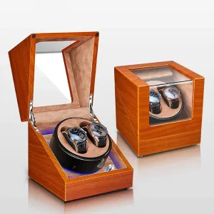 Watch Winder for Watches Automatic Watch Winder Box, Luxury Wood Shell Storage Case Piano Paint, 5 Rotation Modes, Quiet Motor, LED ambient light, for 2 Watch Rotating Watches Storage, Gift Holiday Gi