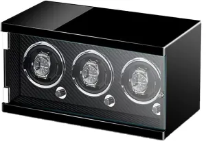 Watch Winders for Automatic Watches Ultra Quiet Motor Watches with LED Lights Display Case Piano Lacquer Exterior and Flexible Watch Pillows (3 0)