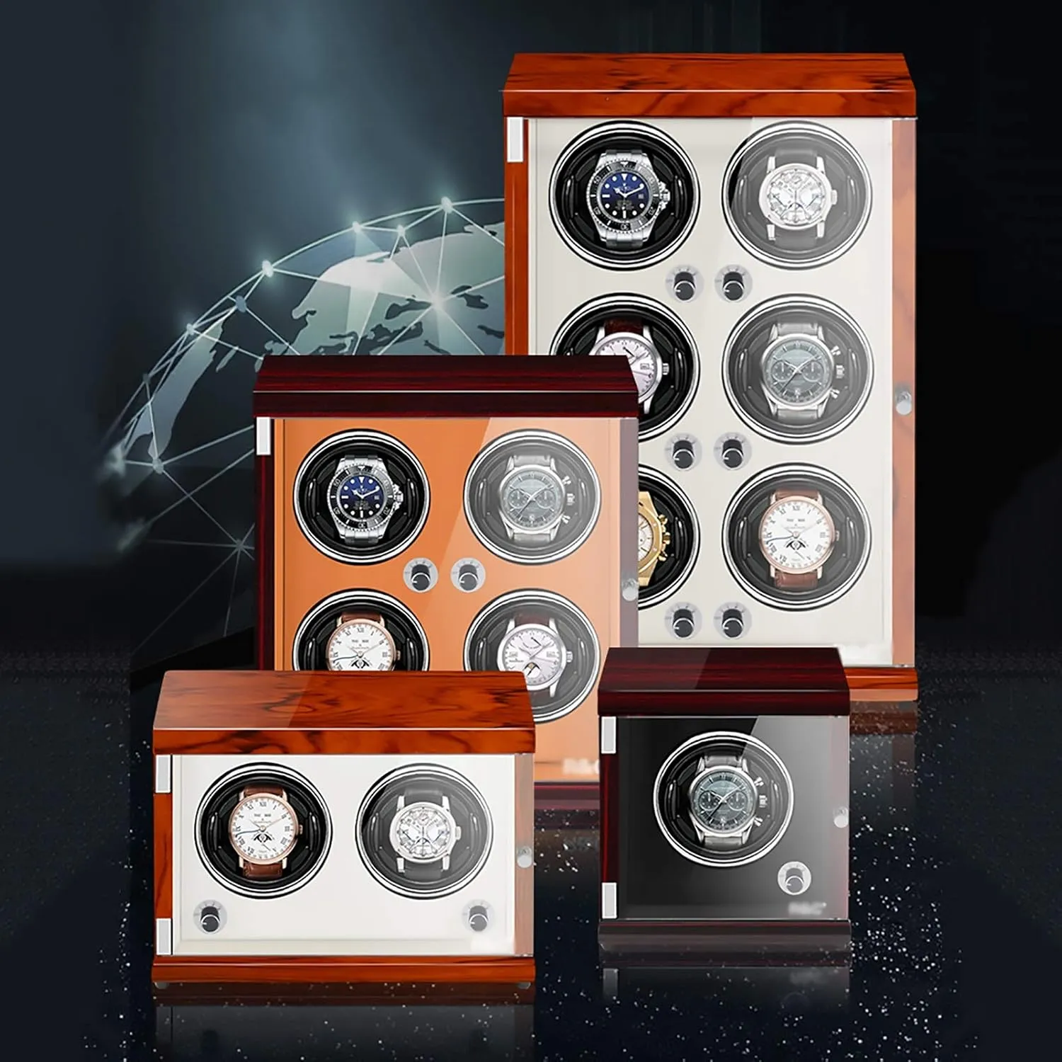 Watch Winders - Rechargeable Two-Position Watch Shaker Mechanical Watch Winder Vertical Automatic Watch Winding Box with Light-Sensitive Led Light Watch Winder Display Watch Box