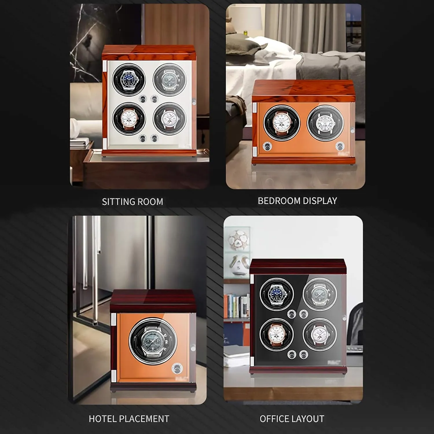Watch Winders - Rechargeable Two-Position Watch Shaker Mechanical Watch Winder Vertical Automatic Watch Winding Box with Light-Sensitive Led Light Watch Winder Display Watch Box