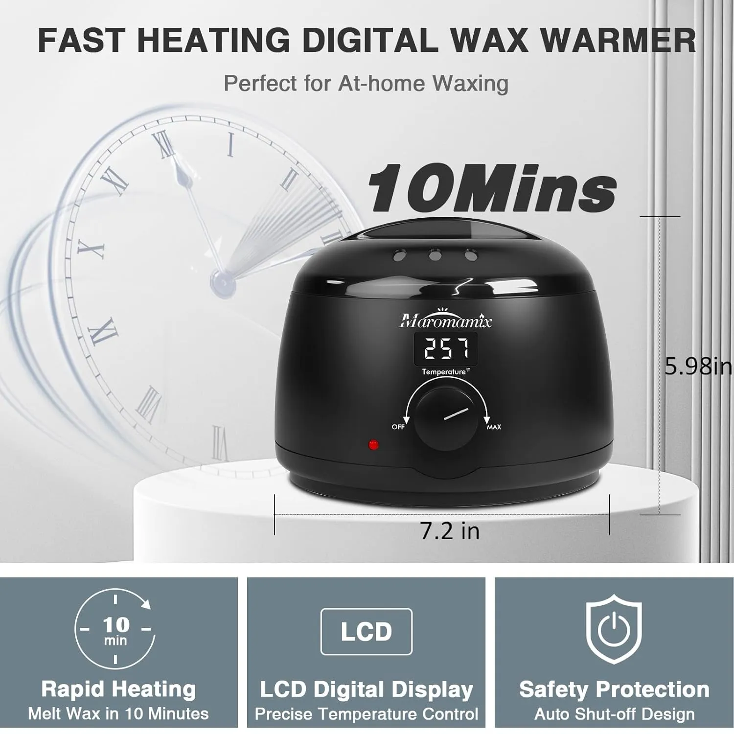 Waxing Kit -Digital Wax Warmer Machine for Hair Removal with 4 Packs of Hard Wax Beads & Silicone Pot for Full Body, Legs, Face, Eyebrows, Bikini, Brazilian at Home Waxing Kit for Men Women