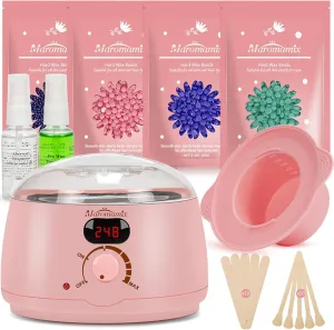 Waxing Kit -Digital Wax Warmer Machine for Hair Removal with 4 Packs of Hard Wax Beads & Silicone Pot for Full Body, Legs, Face, Eyebrows, Bikini, Brazilian at Home Waxing Kit for Women Men