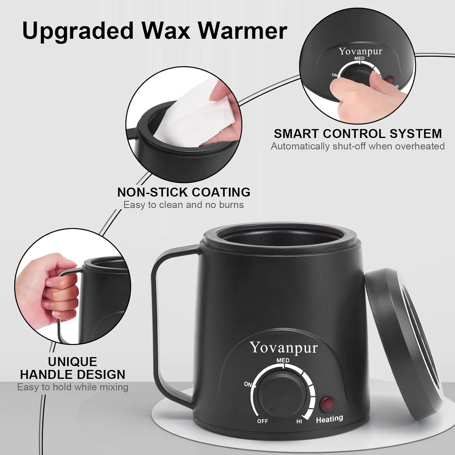 Waxing kit for women - Yovanpur Mini Wax Warmer for Hair Removal, Portable Hard Waxing Kit with 14oz Hard Waxing Beads, Small Wax Kit for Face Eyebrow Lip Small Body Area Hair Removal at Home