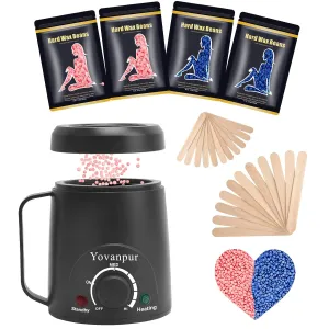 Waxing kit for women - Yovanpur Mini Wax Warmer for Hair Removal, Portable Hard Waxing Kit with 14oz Hard Waxing Beads, Small Wax Kit for Face Eyebrow Lip Small Body Area Hair Removal at Home