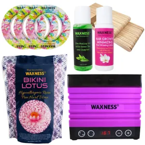 Waxness Premium Luxury Bikini Lotus Stripless Waxing Kit with 1.65 lb 0.74 kg Wax Bag