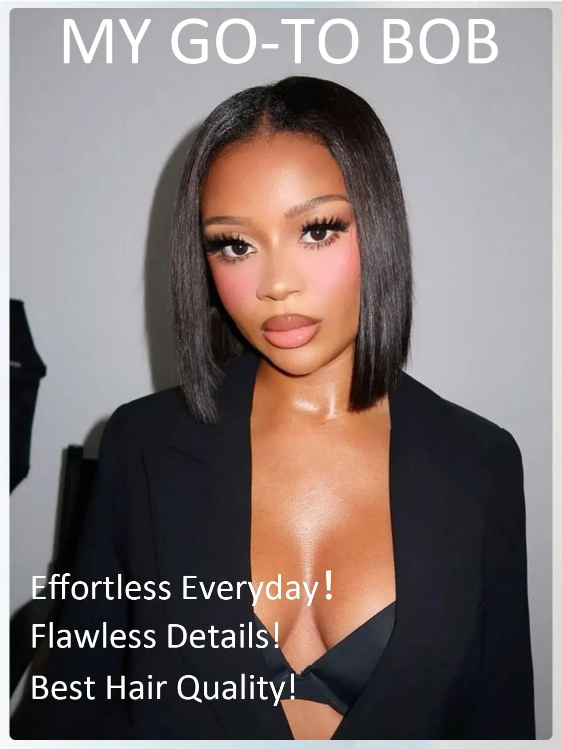 Wear and Go Glueless Wigs Human Hair Pre Plucked Pre Cut Middle Part Bob Wig Human Hair 5x5 HD Lace Closure Wig Glueless Short Bob Straight Wigs For Black Women Natural Black 10Inch