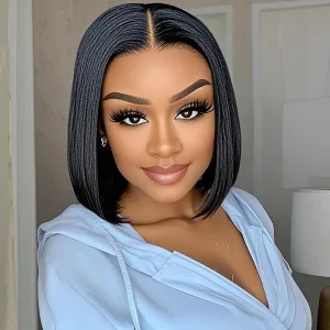 Wear and Go Glueless Wigs Human Hair Pre Plucked Pre Cut Middle Part Bob Wig Human Hair 5x5 HD Lace Closure Wig Glueless Short Bob Straight Wigs For Black Women Natural Black 10Inch