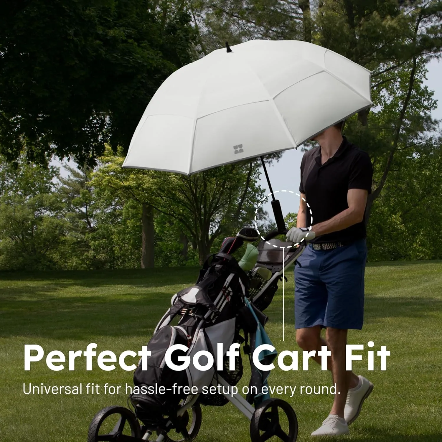 Weatherman Umbrella - Golf Lite Umbrella Extra Large Big Oversize Windproof for Golf Bag Push Cart w/ UV Protection - Waterproof Heavy Duty Umbrellas for Rain Sun for Men Women - Resists Up to 55 MPH Winds (Navy Blue)
