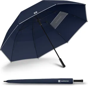Weatherman Umbrella - Golf Lite Umbrella Extra Large Big Oversize Windproof for Golf Bag Push Cart w/ UV Protection - Waterproof Heavy Duty Umbrellas for Rain Sun for Men Women - Resists Up to 55 MPH Winds (Navy Blue)