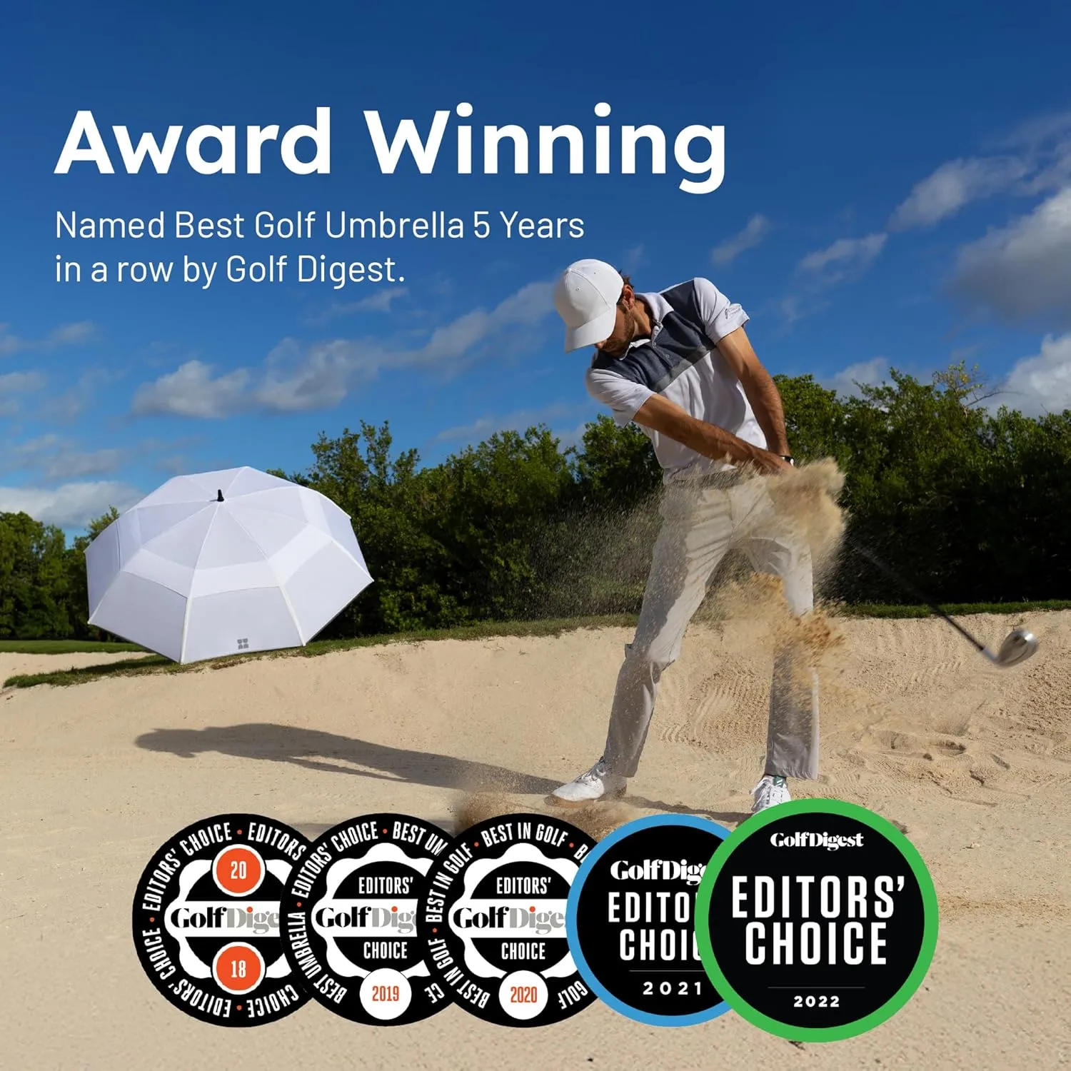 Weatherman Umbrella - Golf Lite Umbrella Extra Large Big Oversize Windproof for Golf Bag Push Cart w/ UV Protection - Waterproof Heavy Duty Umbrellas for Rain Sun for Men Women - Resists Up to 55 MPH Winds (Navy Blue)